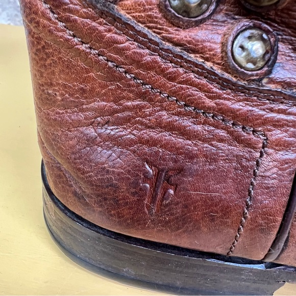 FRYE Studded Brown Western Ankle Leather Boots, 8B - Picture 12 of 15